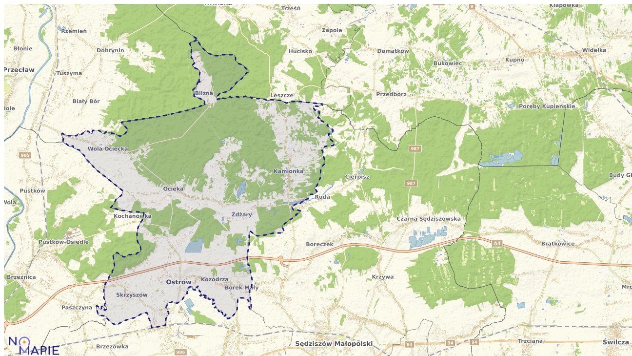 Mapa obszarów ochrony przyrody Ostrowia