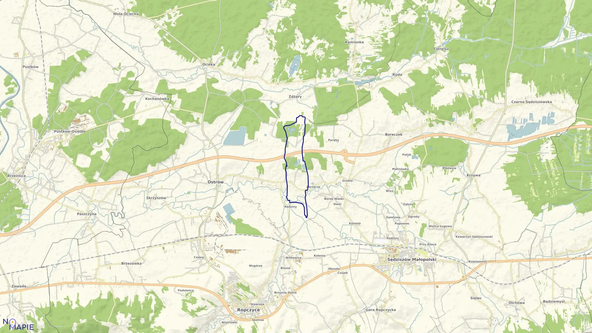 Mapa obrębu BOREK MAŁY w gminie Ostrów