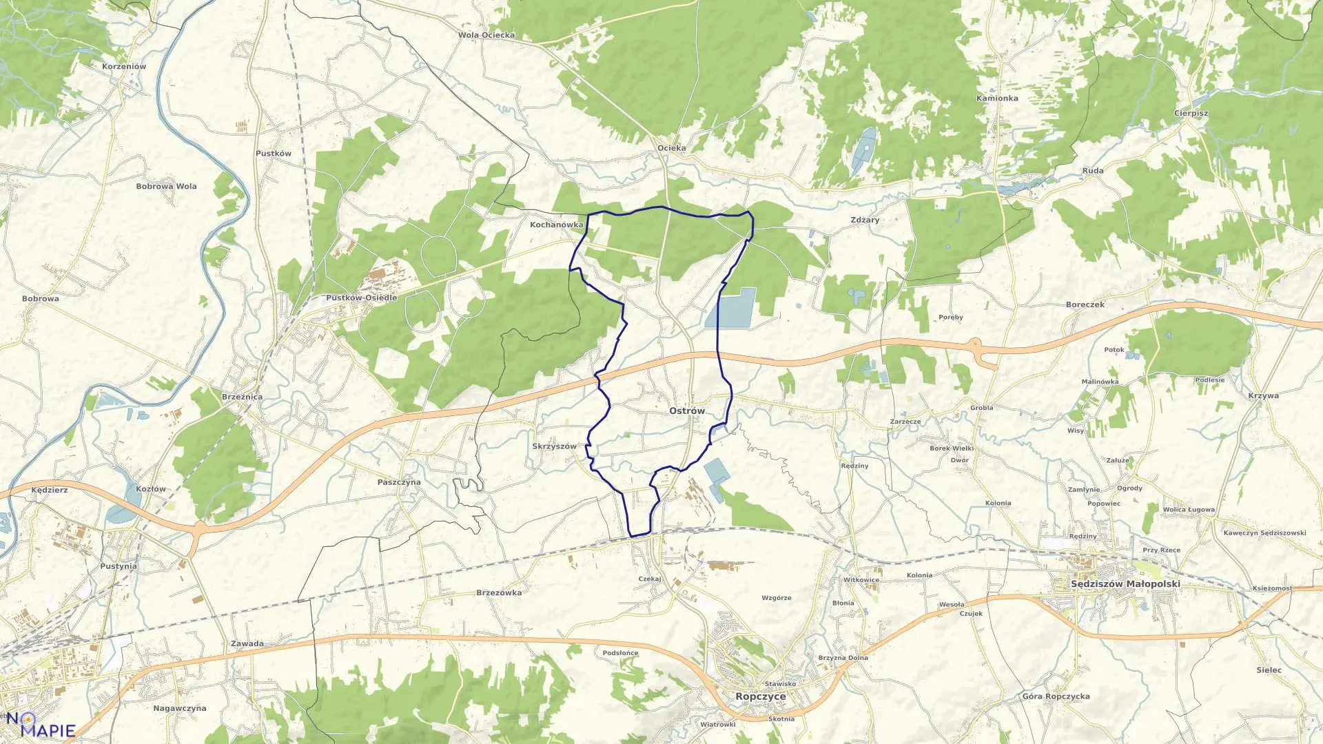 Mapa obrębu OSTRÓW w gminie Ostrów