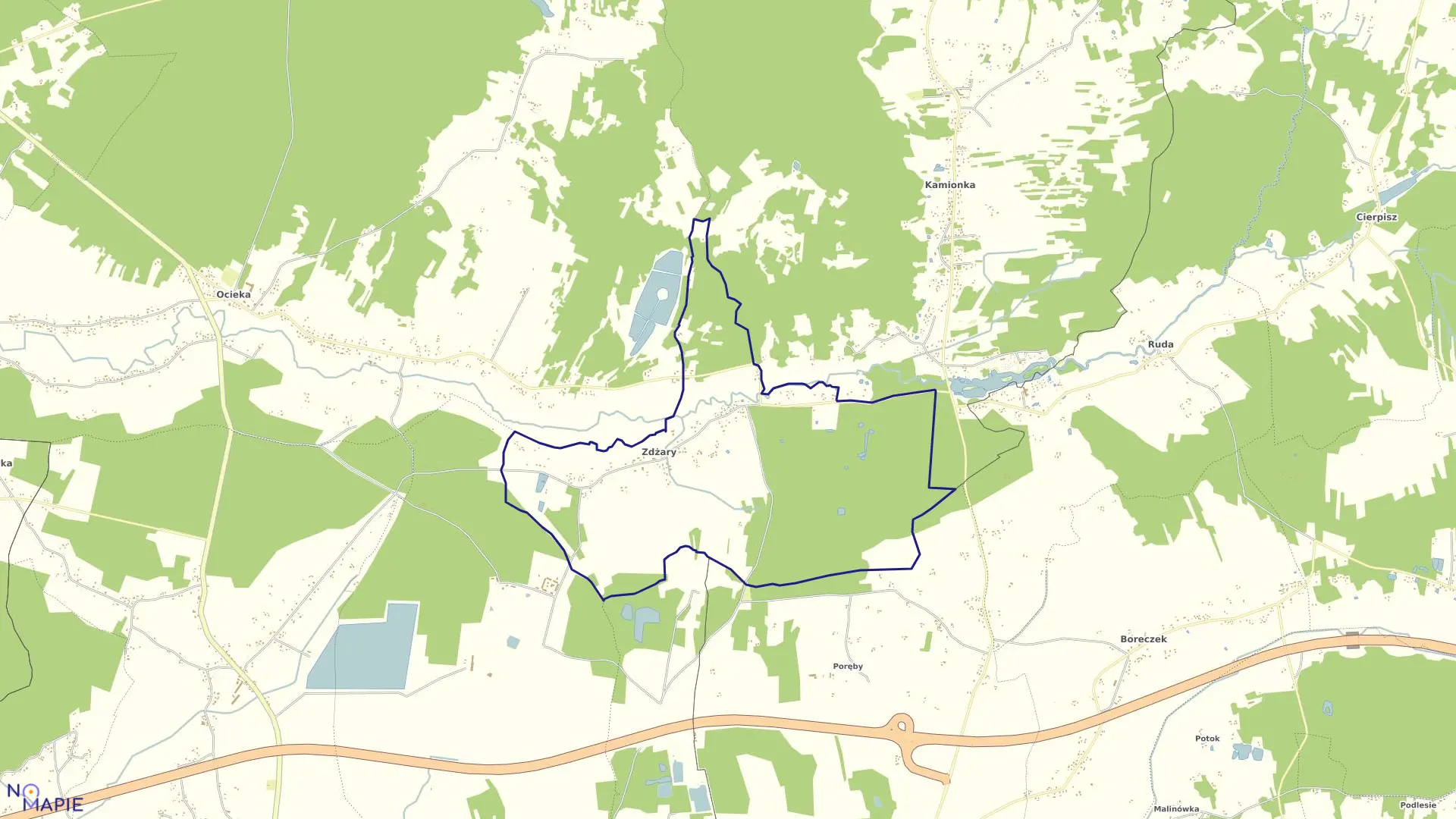 Mapa obrębu ZDŻARY w gminie Ostrów